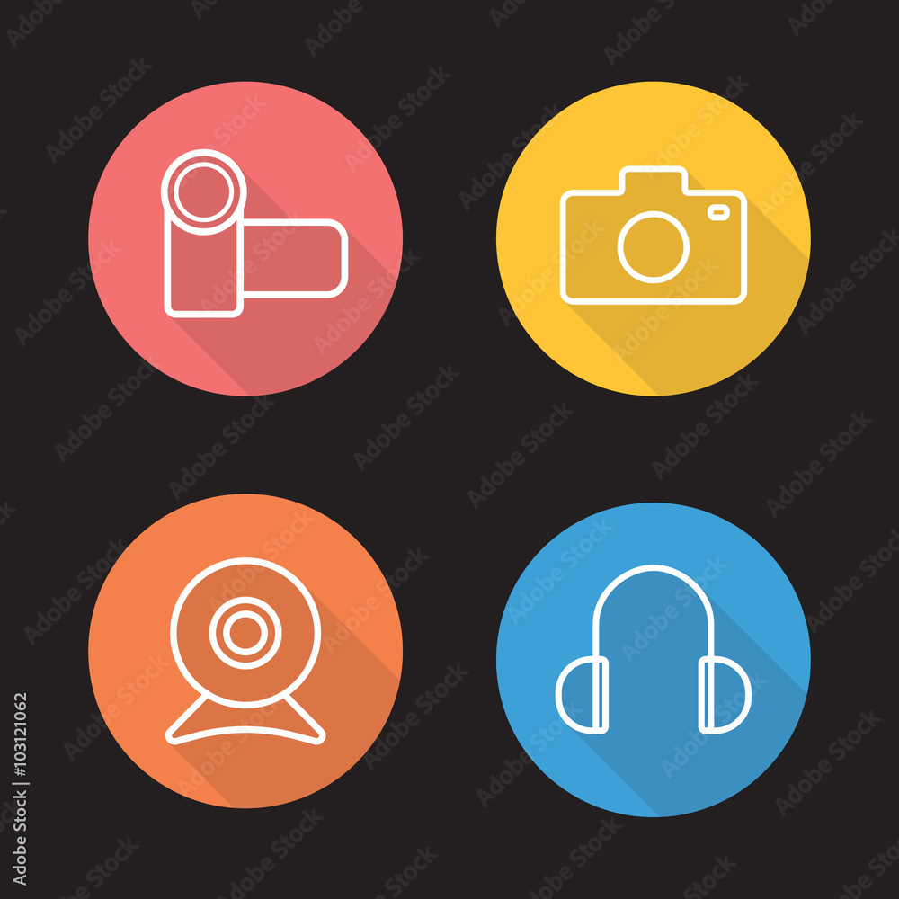 Electronics devices flat linear icons set Electronics devices flat linear icons set