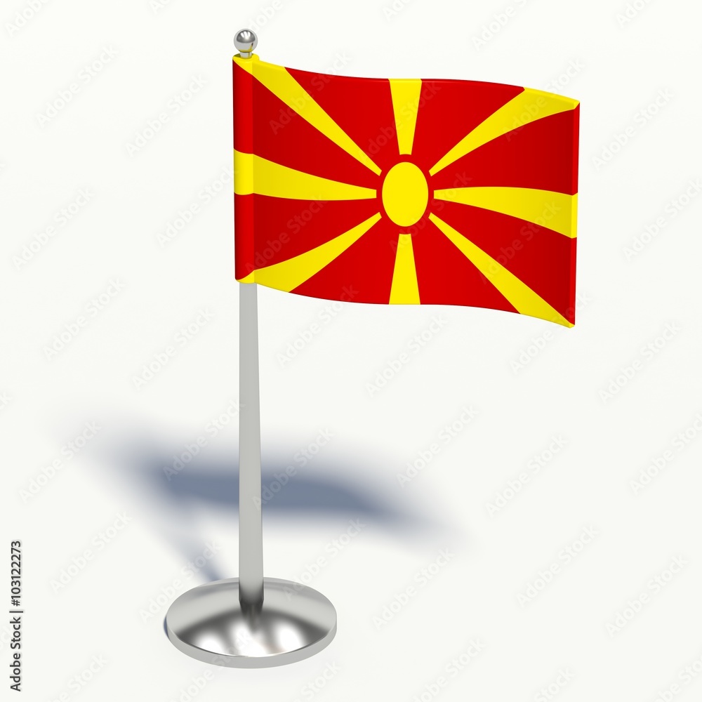 Macedonia small Flag. 3d illustration on a white background.