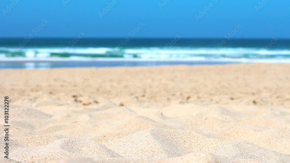 Beach landscape with ocean waves crashing in low tide. Beach landscape with ocean waves crashing in low tide.