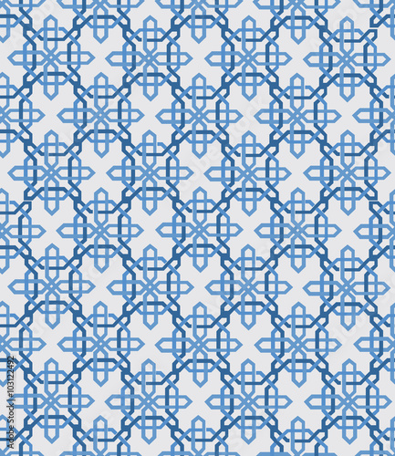 Abstract vintage geometric wallpaper pattern seamless background. Vector illustration. Blue and white colors. 