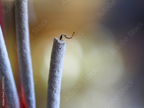 Joss sticks incense ash closeup