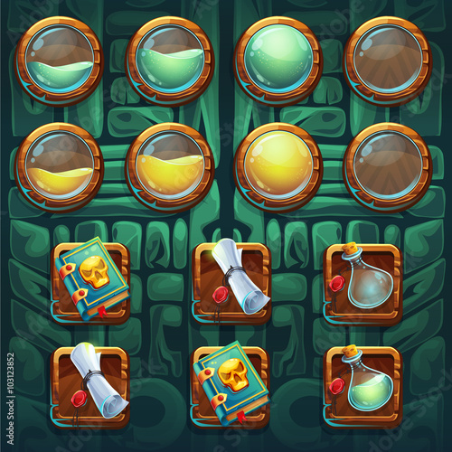 Jungle shamans GUI icons buttons kit