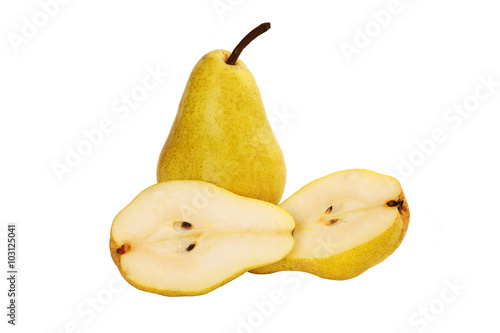 sliced pear isolated on white background