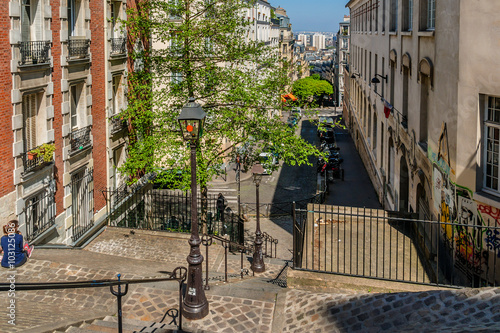Picturesque Street on the Montmartre hill. Paris. France.