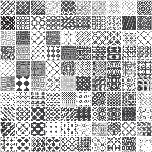 Set of 100 monochrome seamless patterns