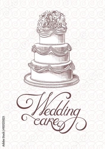 vintage wedding cake vector