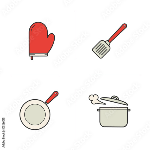 Kitchenware realistic color icons set