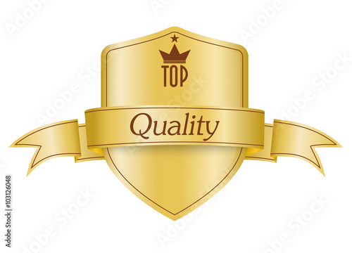 Golden shield symbol of top quality