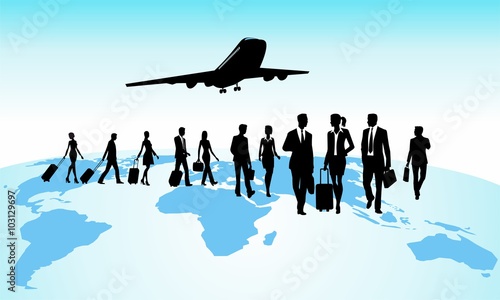people going by plane to business meetings