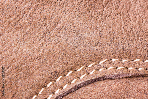 Brown sewed leather texture.