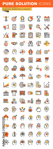 Business,finance and marketing thin line flat design web icons collection. Icons for web and app design, easy to use and highly customizable.