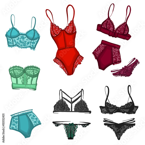 Vector set of underwear for woman