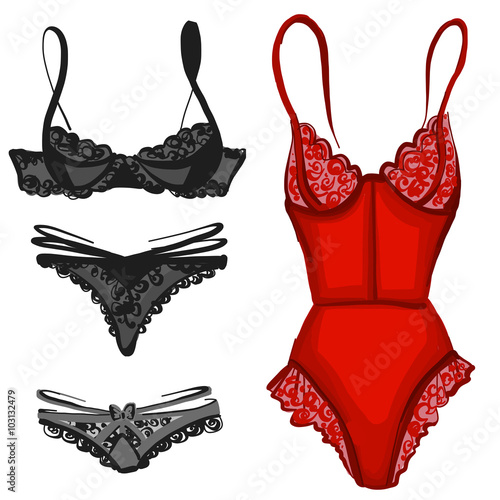 Vector set of underwear for woman