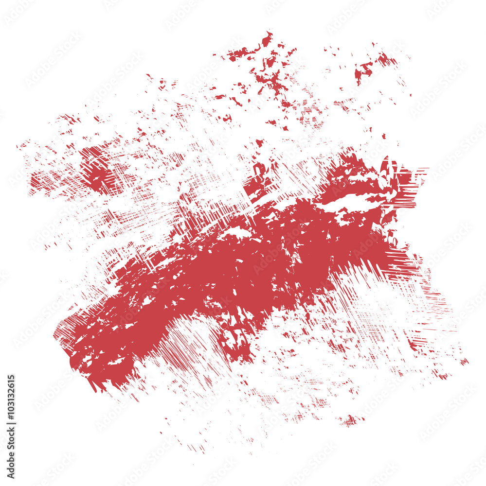 red grunge brush strokes ink paint isolated on white background