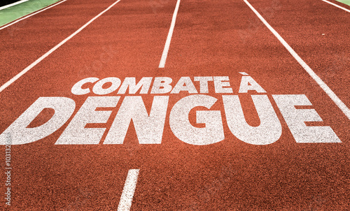 Defend Against Dengue (in Portuguese) written on running track