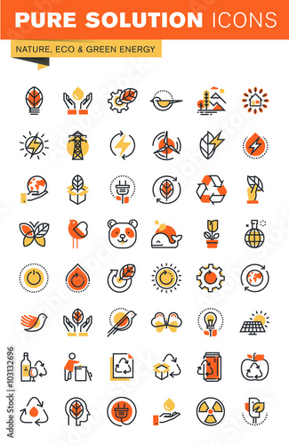 Environment thin line flat design web icons collection. Icons for web and app design, easy to use and highly customizable.