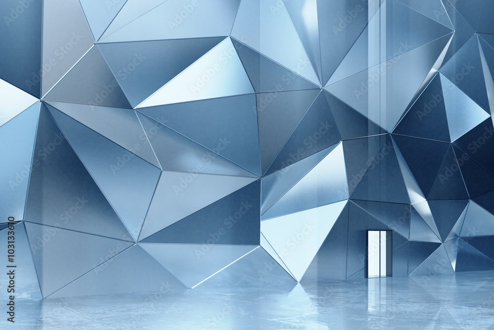 Abstract metal wall with concrete floor Abstract metal wall with concrete floor