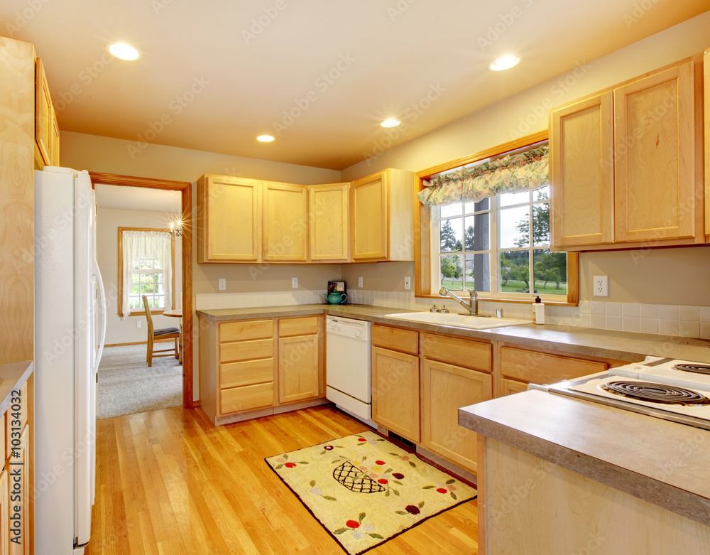 Modern kitchen with beautiful hardwood floor. Modern kitchen with beautiful hardwood floor.