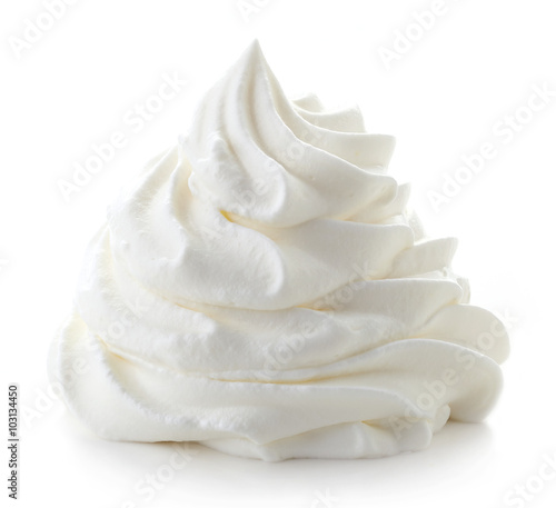 Fototapeta whipped cream on white background