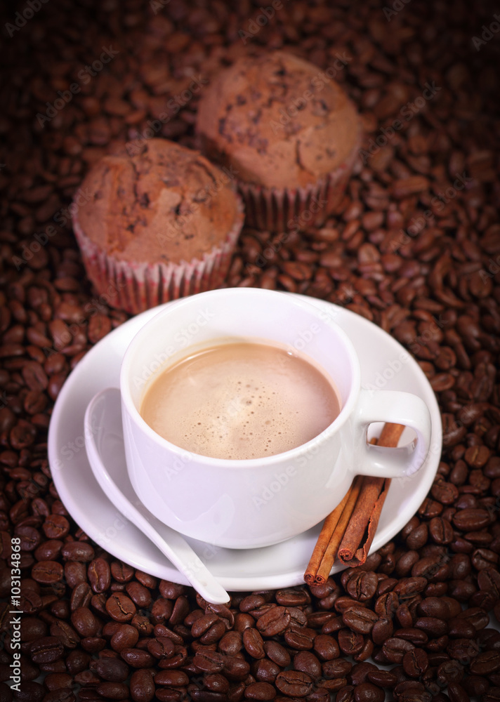 Obraz premium Hot Coffee with muffin