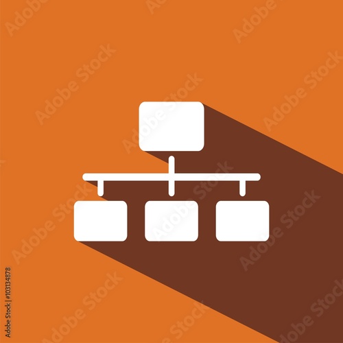 Icono de organigrama sobre fondo naranja. Jerarquía de organización. Ilustración vectorial