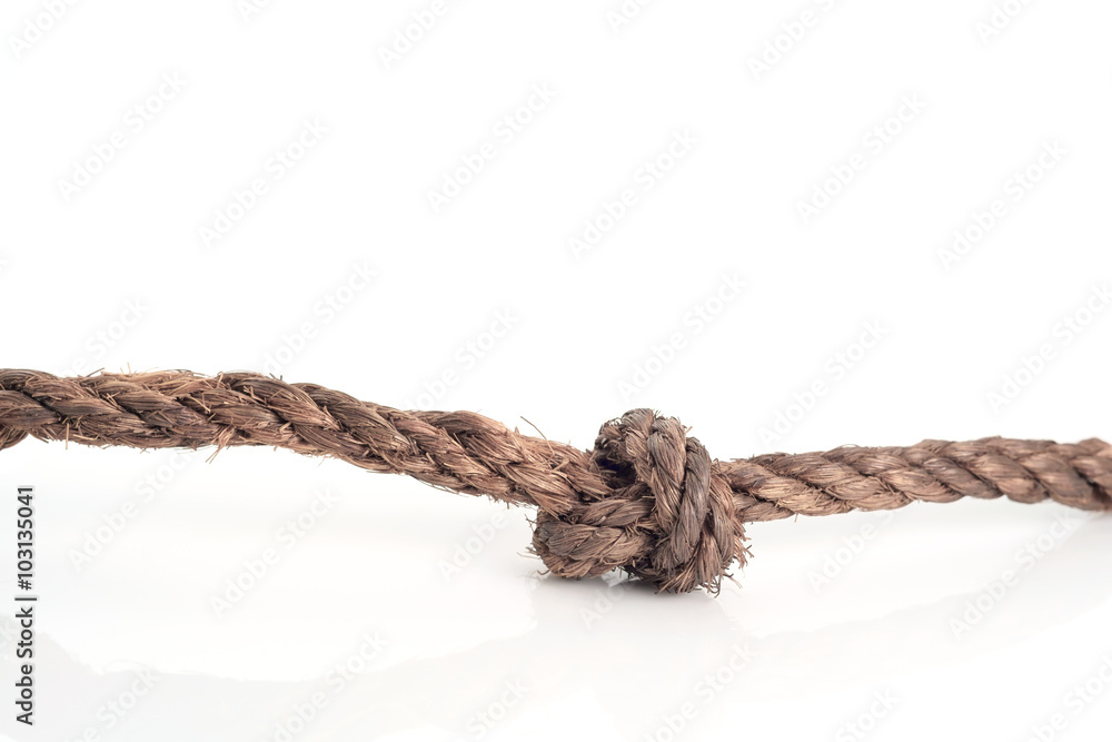 Rope knot / Close up rope knot on white background.