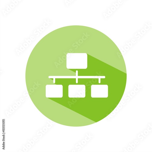 Icono de organigrama sobre fondo verde. Jerarquía de organización. Ilustración vectorial