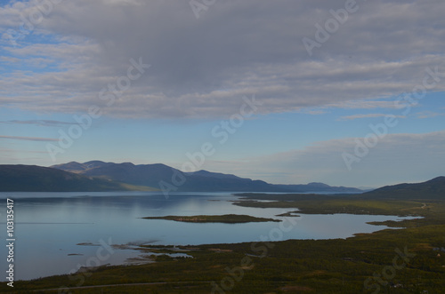 View on lake Torneträsk and Abisko National Park valley, subarctic Swedish Lapland