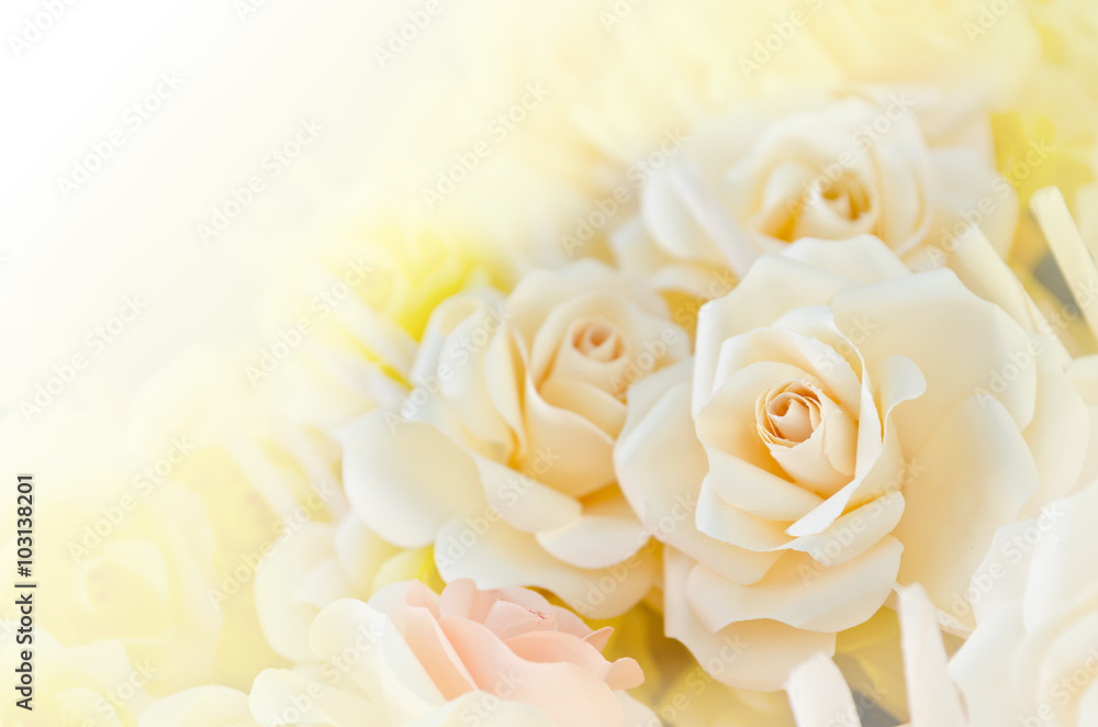 Obraz premium Soft focus artificial white rose wood flowers