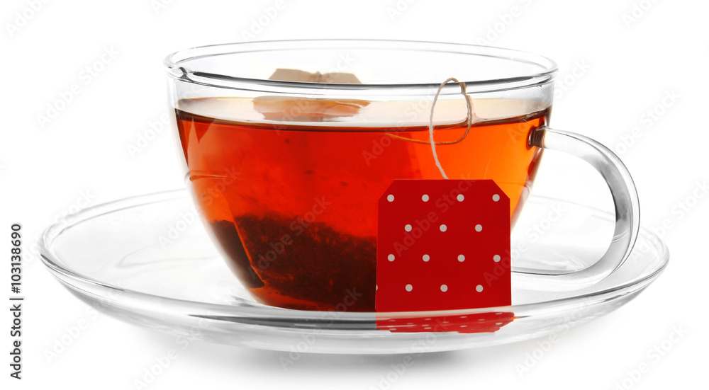 Glass cup of tea isolated on white background Glass cup of tea isolated on white background