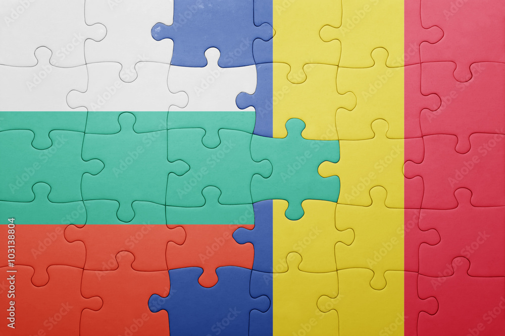 puzzle with the national flag of bulgaria and romania puzzle with the national flag of bulgaria and romania