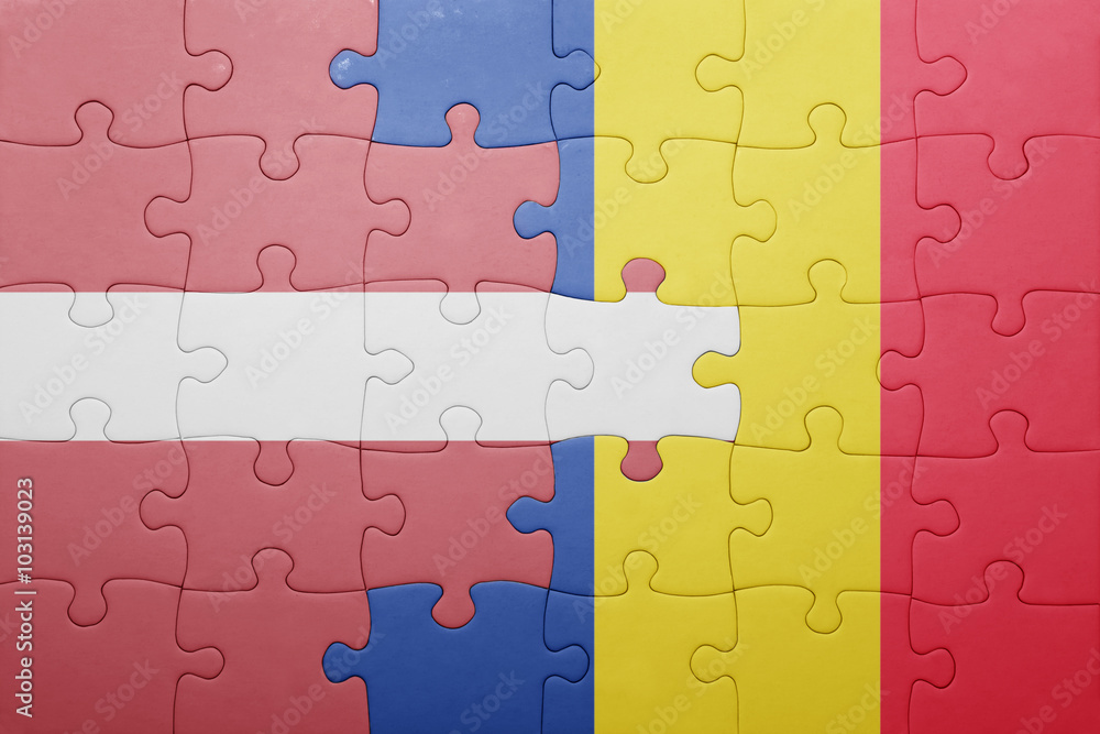 puzzle with the national flag of latvia and romania puzzle with the national flag of latvia and romania