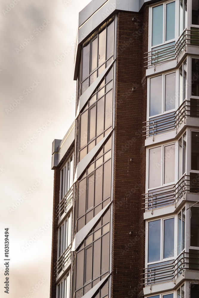 Obraz premium Detail facade of new and modern high-rise apartments in Ukraine