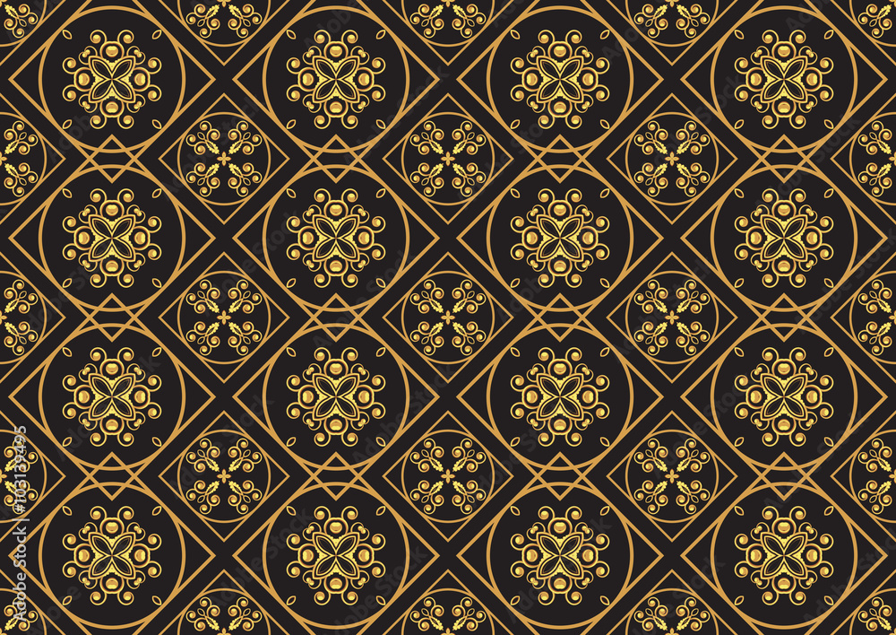 A gold seamlessl pattern for the card or invitation with Islam,