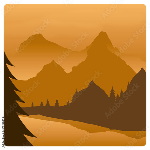 mountainous landscape in orange