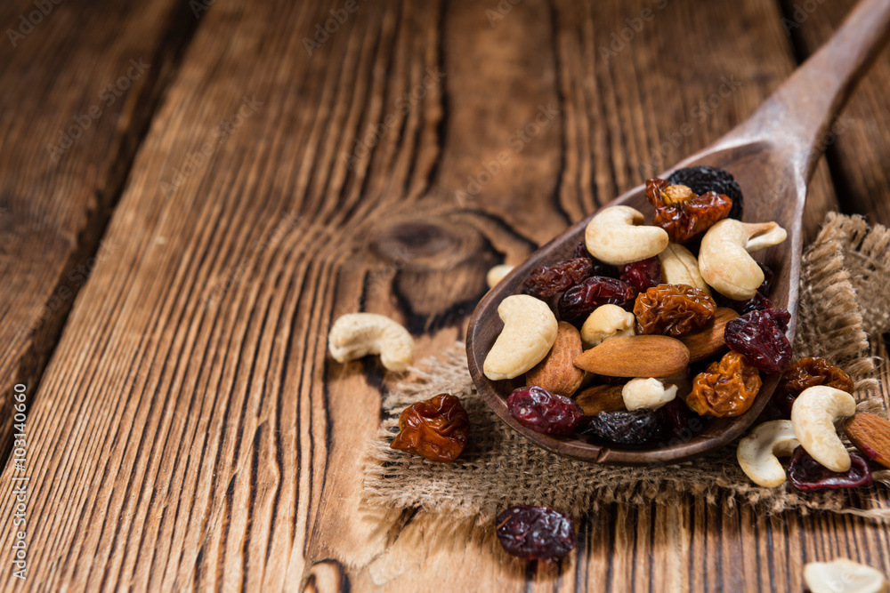 Trail Mix on wooden background Trail Mix on wooden background