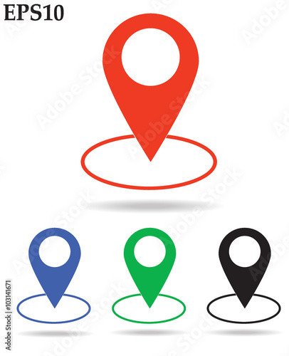 Map pin icons colored set.Map pointers on white background vector illustration
