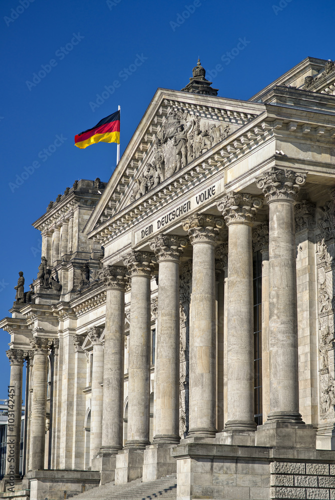 facade of the national german parliament (Reichstag), Berlin, Germany, Europe 