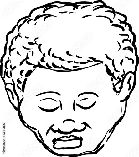 Outlined Black man with closed eyes