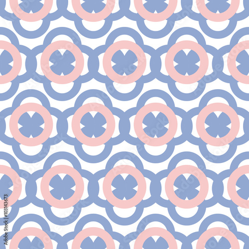 Geometric seamless pattern in color of the year 2016. Abstract circle print. Rose quartz and serenity violet colors.