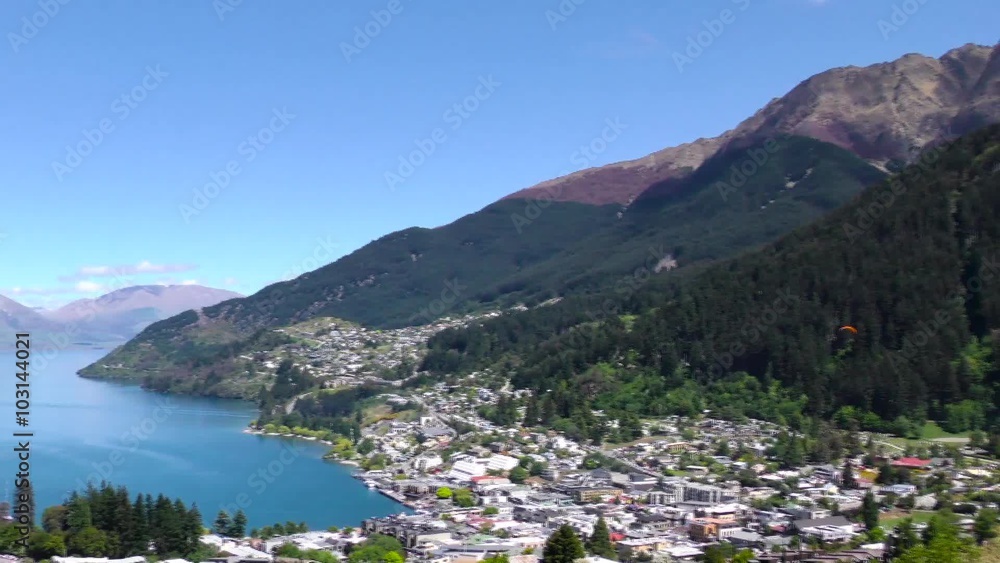 Queenstown, New Zealand, right to left pan. Queenstown, New Zealand, right to left pan.