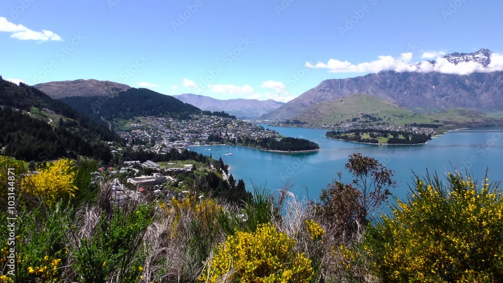 Queenstown, New Zealand, static wide shot. Queenstown, New Zealand, static wide shot.