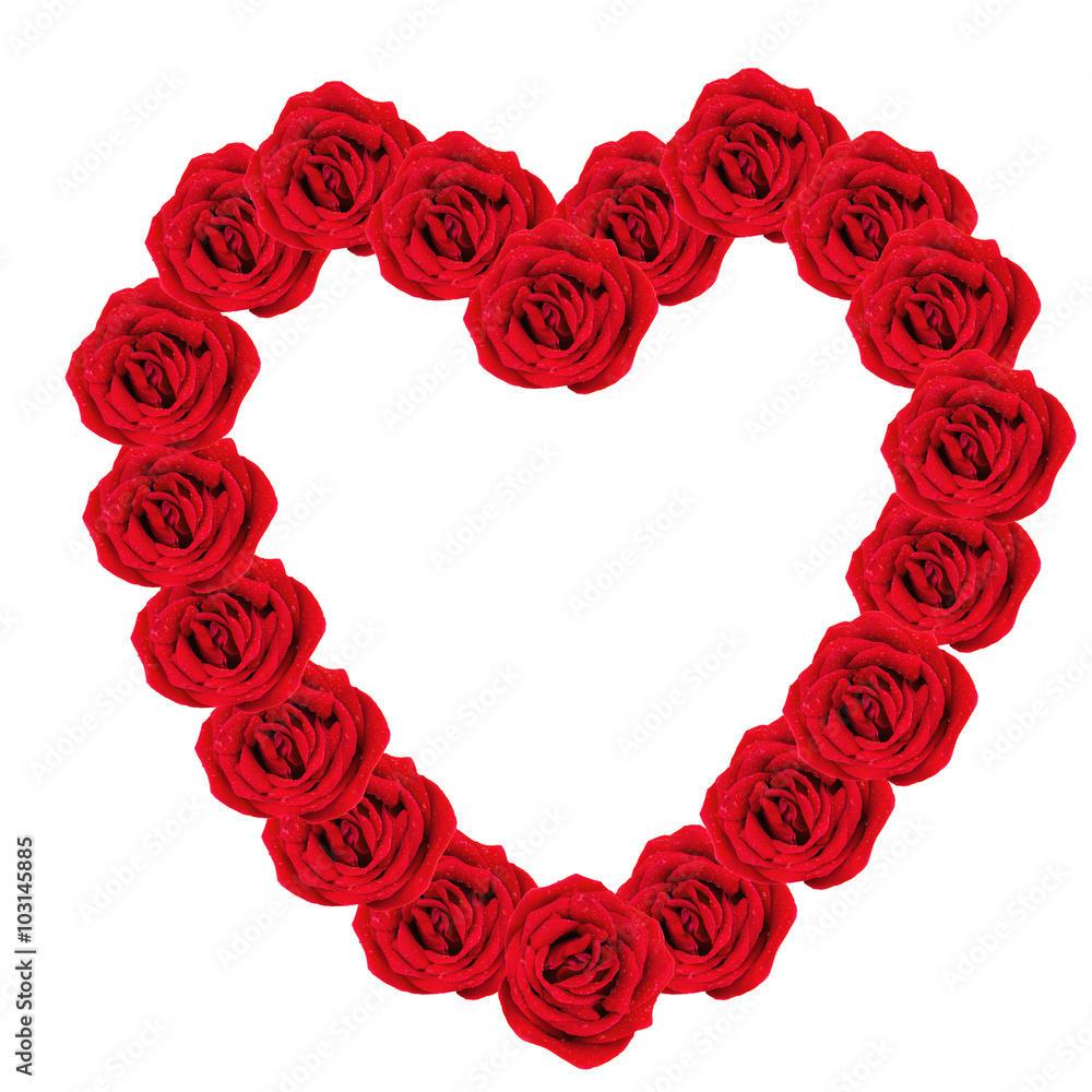 Obraz premium beautiful heart of red rose petals isolated on white