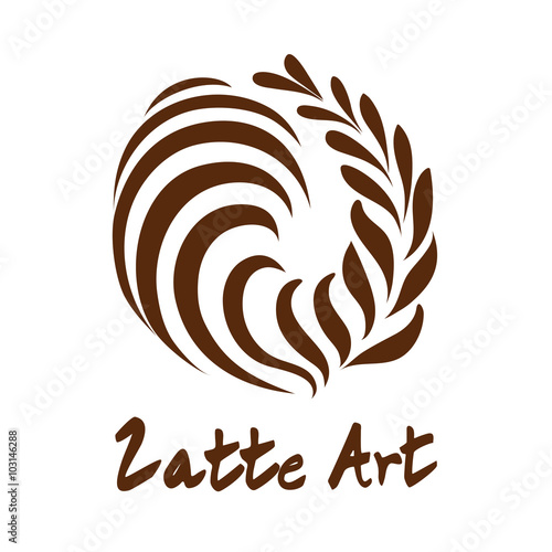 Swing Rosetta Coffee Latte art Logo, Icon, Symbol with white background