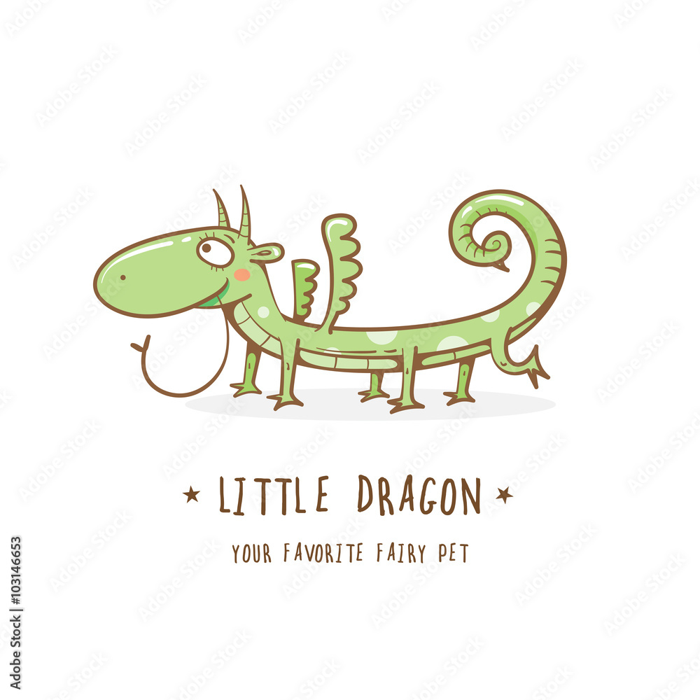 Cartoon cute little dragon logo. Vector image. Stock Vector | Adobe Stock Cartoon cute little dragon logo. Vector image. Stock Vector | Adobe Stock