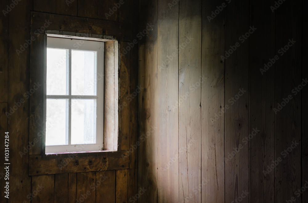 Soft Natural Light coming through Barn window to brighten Barn Board Interior. Soft Natural Light coming through Barn window to brighten Barn Board Interior.