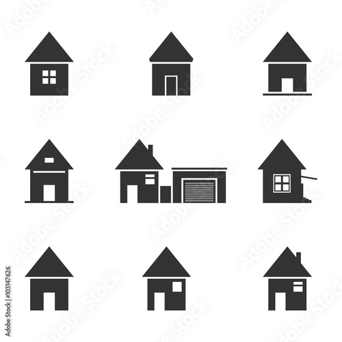 Set of abstract icons - lodges and houses