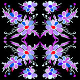 Abstract violet flowers on a black background vector illustration