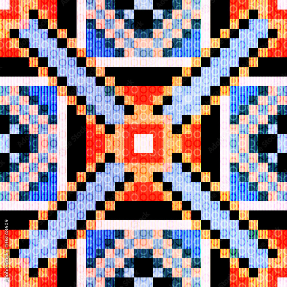 Fototapeta premium Pixels small polygons and circle abstract geometric background