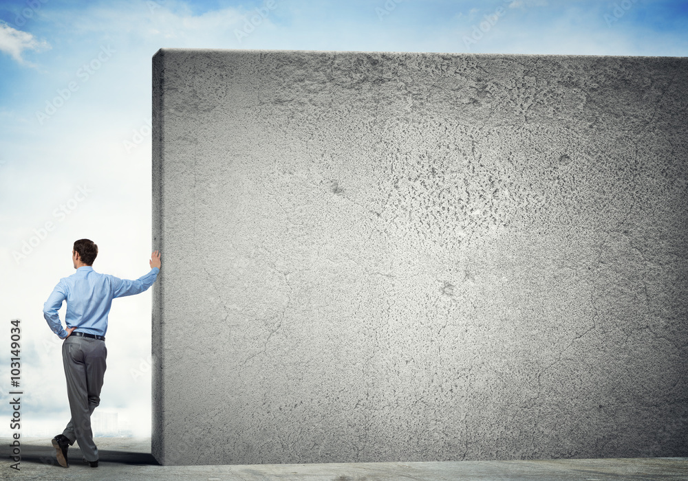 Guy and concrete empty banner